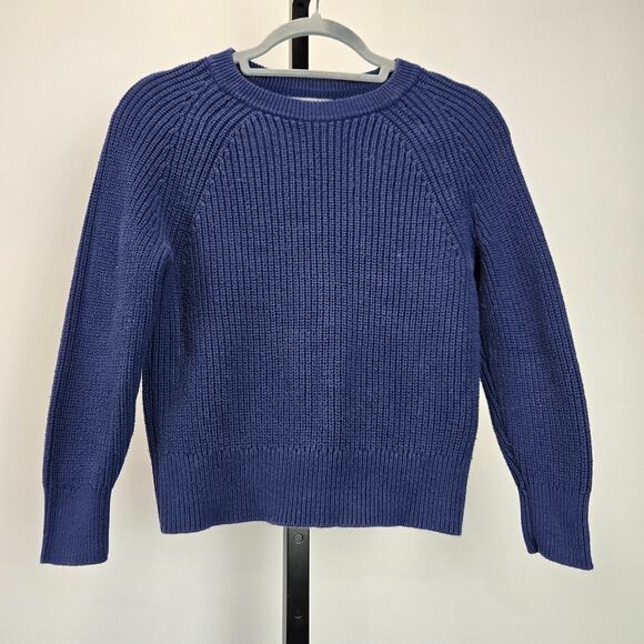 J. Crew Cotton Fisherman Sweater Navy Blue Ribbed Knit Relaxed Preppy XXS - Picture 1 of 7